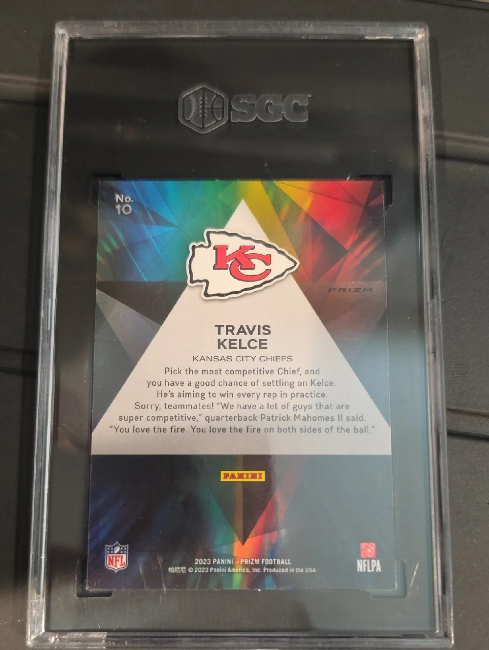 2023 Panini Prizm Prizmatic Green Prizm Travis Kelce #10 SGC 10 GEM mint - Picture 2 of 2